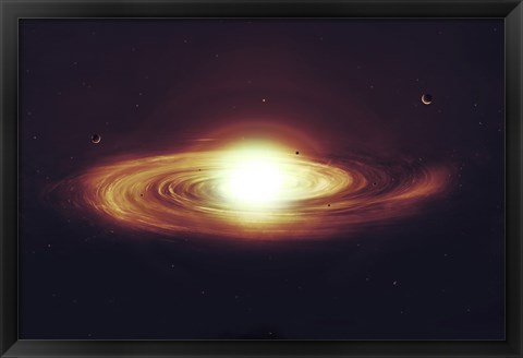 Framed Implosion of a Sun with Visible Solar System and Planets Print