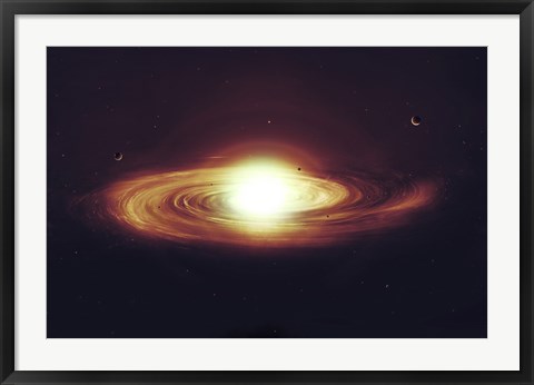 Framed Implosion of a Sun with Visible Solar System and Planets Print