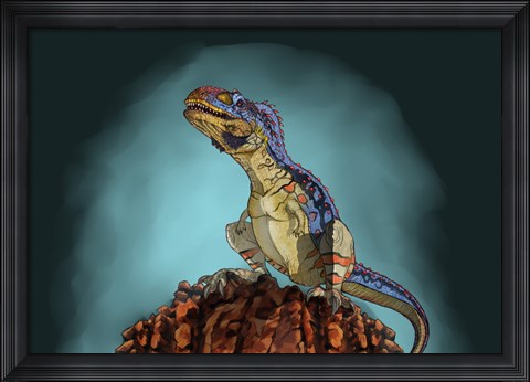 Framed Majungasaurus, a Theropod Dinosaur from the Cretaceous Period Print