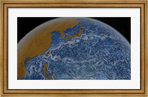 Framed This Visualization Shows Ocean Surface Currents of the Kuroshio Current Print