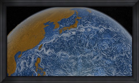 Framed This Visualization Shows Ocean Surface Currents of the Kuroshio Current Print