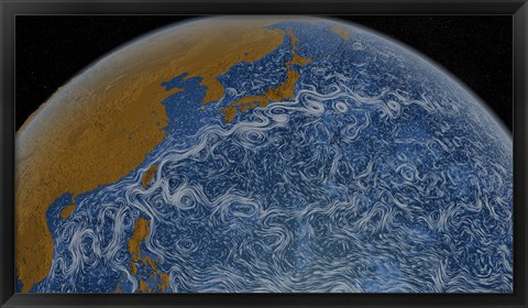 Framed This Visualization Shows Ocean Surface Currents of the Kuroshio Current Print