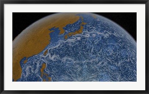 Framed This Visualization Shows Ocean Surface Currents of the Kuroshio Current Print