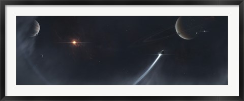 Framed Spaceship Escaping from a Sun which is about to Implode Print