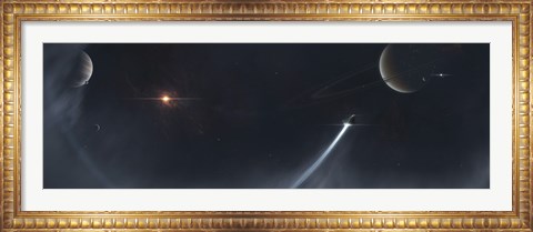 Framed Spaceship Escaping from a Sun which is about to Implode Print