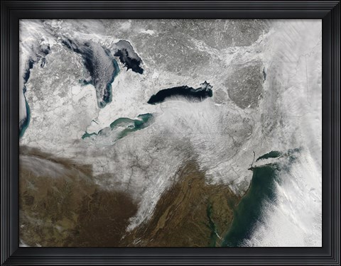 Framed Satellite View of a Large Nor&#39;easter Snow Storm Print