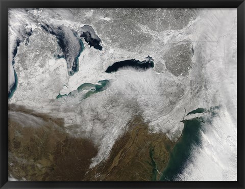 Framed Satellite View of a Large Nor&#39;easter Snow Storm Print