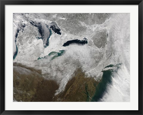 Framed Satellite View of a Large Nor&#39;easter Snow Storm Print