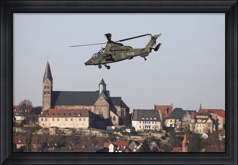 Framed German Tiger Eurocopter Flying Over the Town of Fritzlar, Germany Print