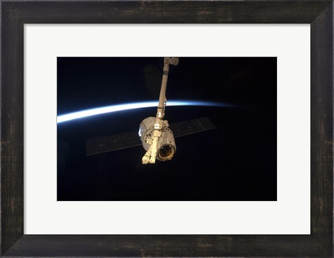 Framed SpaceX Dragon Cargo Craft with Earth&#39;s Horizon in the Background Print