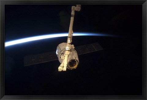 Framed SpaceX Dragon Cargo Craft with Earth&#39;s Horizon in the Background Print