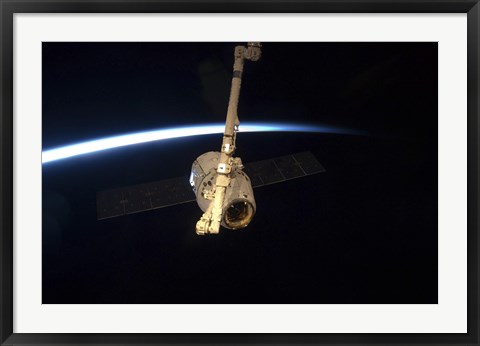 Framed SpaceX Dragon Cargo Craft with Earth&#39;s Horizon in the Background Print