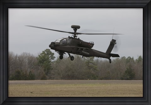 Framed AH-64 Apache Helicopter in Midair, Conroe, Texas Print