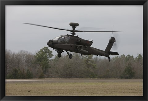 Framed AH-64 Apache Helicopter in Midair, Conroe, Texas Print