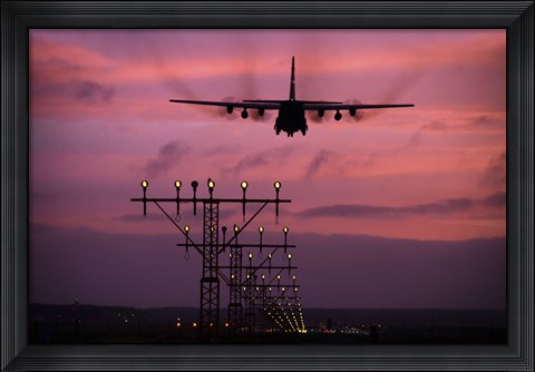 Framed C-130J Super Hercules landing at Ramstein Air Base, Germany Print
