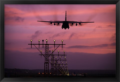 Framed C-130J Super Hercules landing at Ramstein Air Base, Germany Print