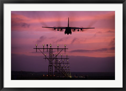 Framed C-130J Super Hercules landing at Ramstein Air Base, Germany Print