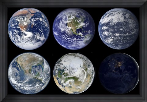 Framed Image comparison of Iconic Views of Planet Earth Print