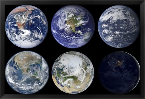 Framed Image comparison of Iconic Views of Planet Earth Print