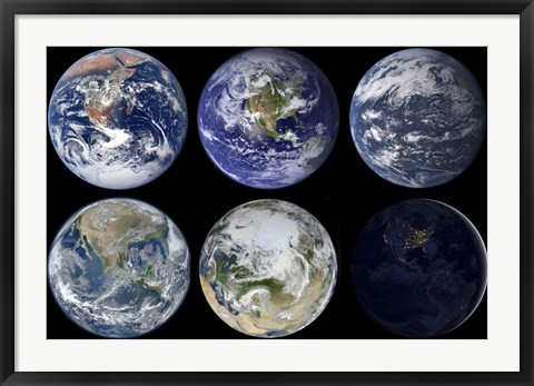 Framed Image comparison of Iconic Views of Planet Earth Print