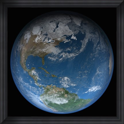 Framed Full Earth Featuring North and South America Print