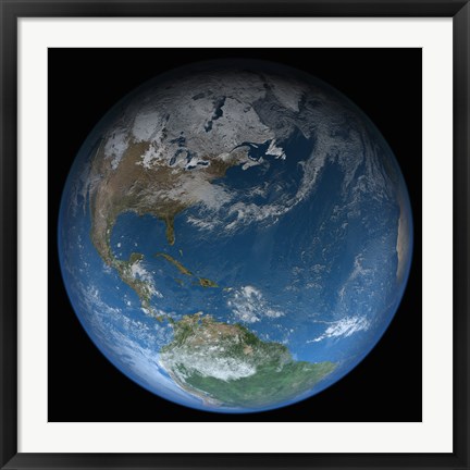 Framed Full Earth Featuring North and South America Print
