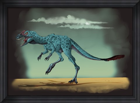Framed Dilong Garadoxus, a Genus of Small Tyrannosauroid Dinosaur Print