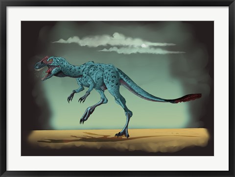 Framed Dilong Garadoxus, a Genus of Small Tyrannosauroid Dinosaur Print