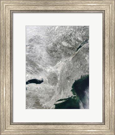 Framed Satellite View of a Large Nor&#39;easter Snow Storm over United States Print