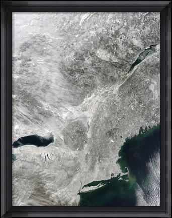 Framed Satellite View of a Large Nor&#39;easter Snow Storm over United States Print