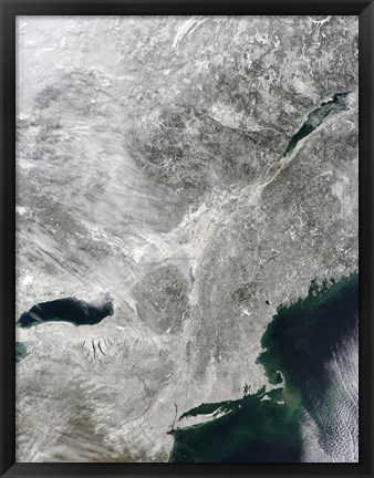 Framed Satellite View of a Large Nor&#39;easter Snow Storm over United States Print