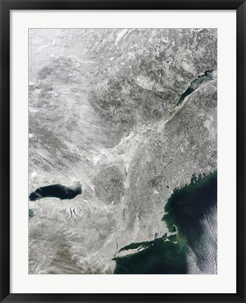 Framed Satellite View of a Large Nor&#39;easter Snow Storm over United States Print