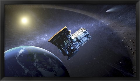 Framed Artist&#39;s Concept of the Wide-field Infrared Survey Explorer Spacecraft Print