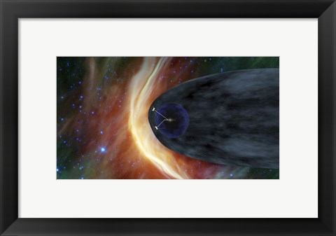 Framed NASA&#39;s Two Voyager Spacecraft Exploring a Turbulent Region of Space Print