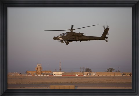 Framed AH-64D Apache Longbow Block III Flies by the Control Tower on Camp Speicher Print