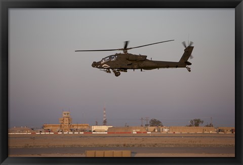 Framed AH-64D Apache Longbow Block III Flies by the Control Tower on Camp Speicher Print