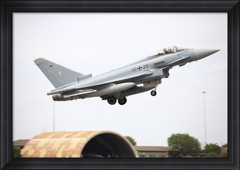 Framed German Eurofighter taking off from Albacete Airfield, Spain Print
