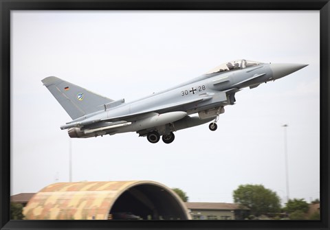 Framed German Eurofighter taking off from Albacete Airfield, Spain Print