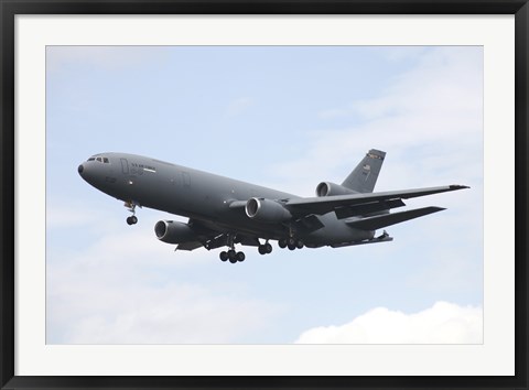 Framed KC-10 Extender Tanker Aircraft Prepares for Landing Print