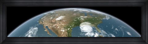 Framed Panoramic View of Planet Earth and the United States Print