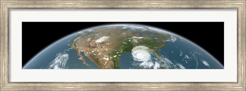 Framed Panoramic View of Planet Earth and the United States Print