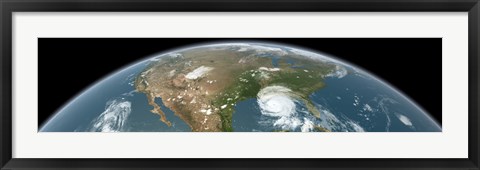 Framed Panoramic View of Planet Earth and the United States Print