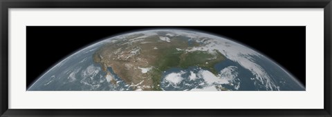 Framed Panoramic View of Planet Earth Print