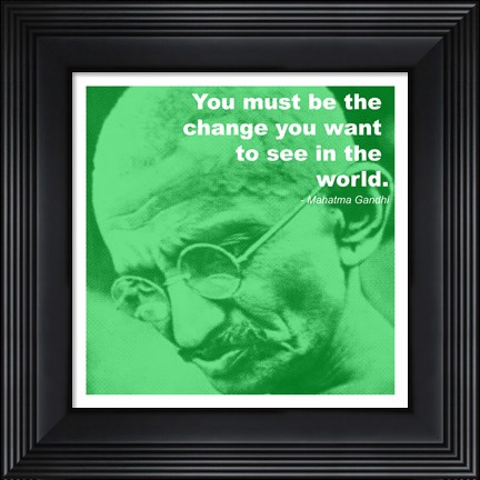Framed Gandhi - Change Quote Print
