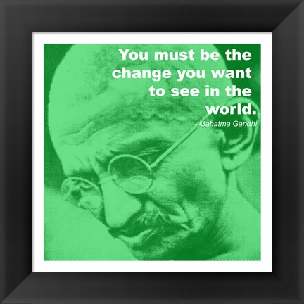 Framed Gandhi - Change Quote Print