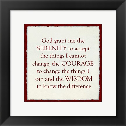 Framed Serenity Prayer - Red Border Print