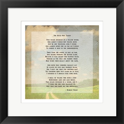 Framed Robert Frost Road Less Traveled Poem Print
