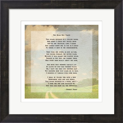 Framed Robert Frost Road Less Traveled Poem Print