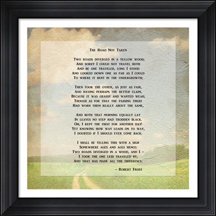 Framed Robert Frost Road Less Traveled Poem Print