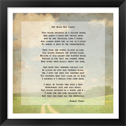 Framed Robert Frost Road Less Traveled Poem Print